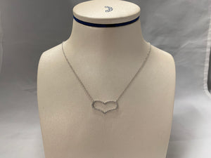 14k White Gold Diamond Heart on a 14k White Gold Adjustable Length Cable Chain