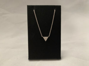 14k White Gold Diamond Triangle Shaped Necklace