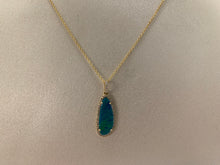 Load image into Gallery viewer, 14k Yellow Gold Black Opal and Diamond Oval Shaped Necklace
