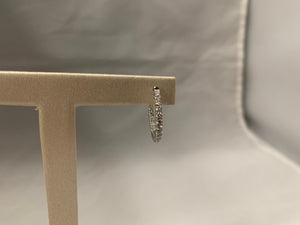 14k White Gold Inside Outside Diamond Hoop Earrings