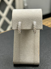 Load image into Gallery viewer, 14k White Gold Diamond Double Row Hoop Earrings
