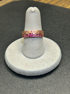 Ladies Dilamani 14k Rose Gold Pink Sapphire and Ruby Flush Set Ring