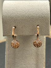 Load image into Gallery viewer, 14k Rose Gold Diamond Disc Dangle Earrings
