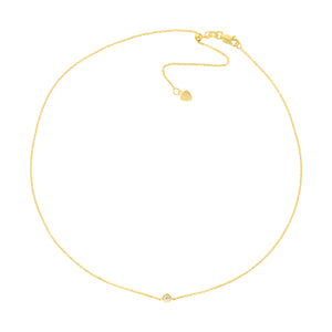 14k Rose Gold 16" Bezel Set Choker Necklace