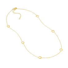 Load image into Gallery viewer, 14k Yellow Gold 18&quot; Half Open Circle Station Necklace.
