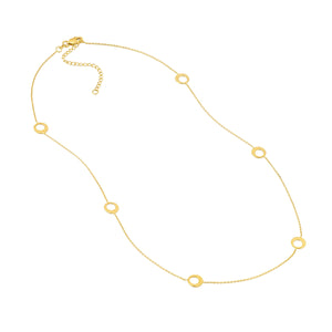 14k Yellow Gold 18" Half Open Circle Station Necklace.