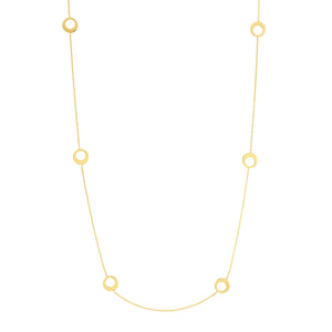 14k Yellow Gold 18" Half Open Circle Station Necklace.