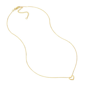 14k Yellow Gold 18" Mini Open Heart Necklace.