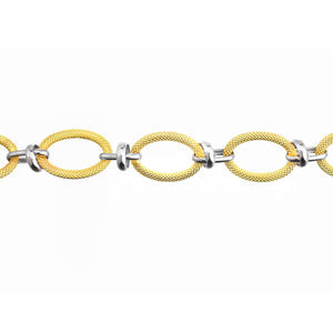 14k Yellow Gold and White Gold 8" Oval Link Fancy Bracelet.