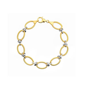 14k Yellow Gold and White Gold 8" Oval Link Fancy Bracelet.