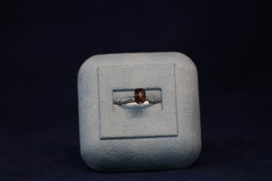14k White Gold Cushion Cut Garnet Antique Ring