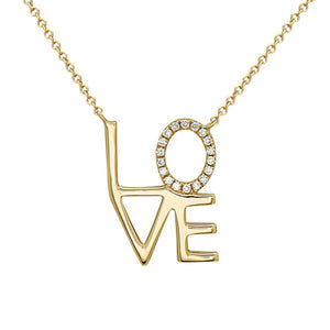 One Ladies 14k Yellow Gold Diamond "Love" Necklace
