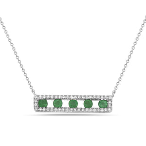 14k White Gold Emerald and Diamond Pendant