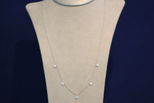 Load image into Gallery viewer, 14k White Gold 5 Diamond Bezel Set Fancy Drop Necklace
