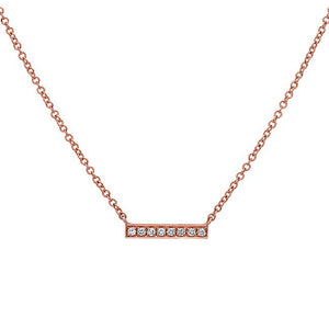 14k Rose Gold Diamond Horizontal Bar Necklace