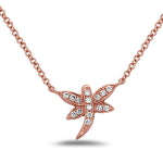 14k Rose Gold Diamond Dragonfly Necklace