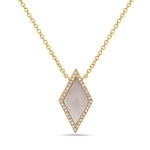 14k Yellow Gold Diamond and Pearl Kite Shaped Necklace