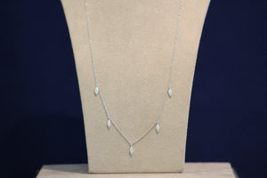 14k White Gold 5 Diamond Fancy Droplet Necklace