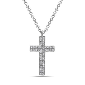 14k White Gold Cross Pendant on a 16" Chain with 2" Extender