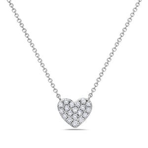 14k White Gold 16"-18" Diamond Heart Pendant Necklace