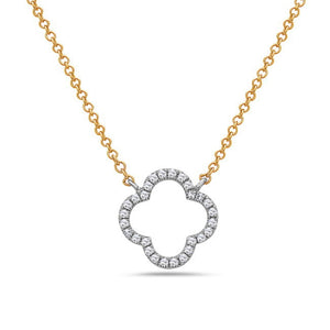 14k White Gold 16"-18" Diamond Clover Pendant Necklace