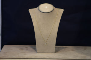 14k Yellow Gold Cross Pendant on a 16" Chain with 2" Extender