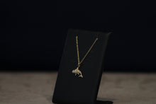 Load image into Gallery viewer, 14k Yellow Gold Diamond and Sapphire Shark Pendant
