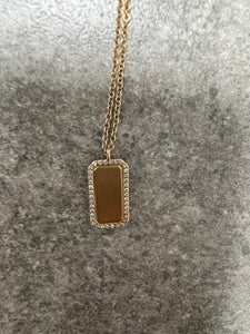 14k Yellow Gold Dog Tag Diamond Necklace
