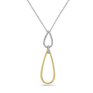 One Ladies 14k Yellow and White Gold Diamond Tear Drop Necklace
