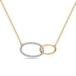 14k Yellow and White Gold Diamond Interlocking Ovals Necklace