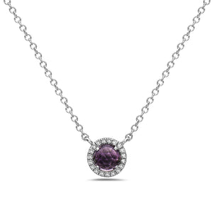 14k White Gold Diamond and Amethyst Circular Necklace