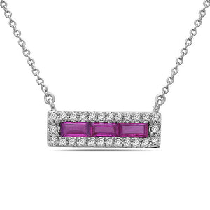 14k White Gold Ruby and Diamond Pendant Necklace