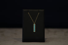 Load image into Gallery viewer, 14k Yellow Gold Diamond and Turquoise Rectangle Drop Pendant
