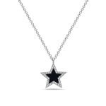 14k White Gold Diamond and Black Agate Star Necklace