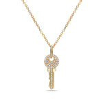 14k Yellow Gold Diamond Key Necklace