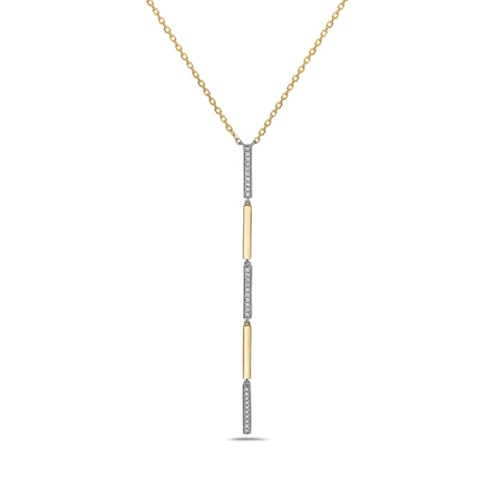 One Ladies 14k Yellow and White Gold Diamond Drop Link Necklace