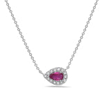 14k White Gold Diamond and Ruby Pear Shaped Pendant