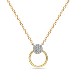 14k Yellow and White Gold Open Circle Diamond Necklace