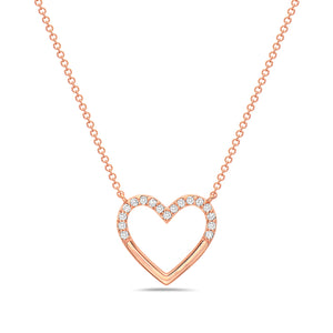 14k Rose Gold 16"-18" Diamond Heart Pendant Necklace