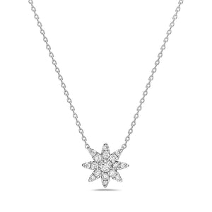 14k White Gold 16"-18" Diamond Flower Design Pendant
