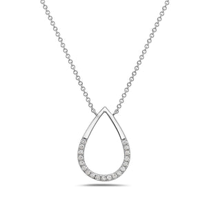14k White Gold 16"-18" Pear Shaped Diamond Pendant Necklace