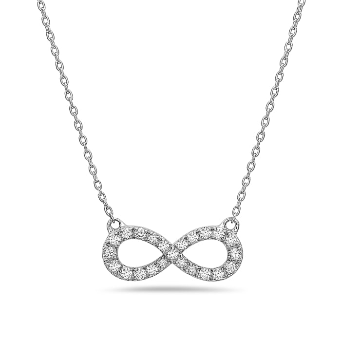 14k White Gold Diamond Infinity Necklace
