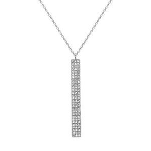 14k White Gold Diamond Vertical Bar Necklace