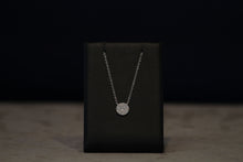Load image into Gallery viewer, 14k White Gold Diamond Circle Disc Pendant on a 18&quot; Chain
