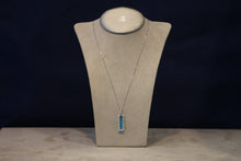 Load image into Gallery viewer, 14k White Gold Blue Topaz and Diamond Rectangle Pendant
