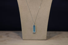 Load image into Gallery viewer, 14k White Gold Blue Topaz and Diamond Rectangle Pendant
