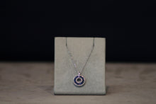Load image into Gallery viewer, 14k White Gold Sapphire and Diamond Circle Pendant
