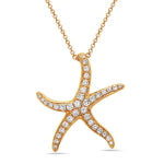 14k Yellow Gold Diamond Starfish Pendant