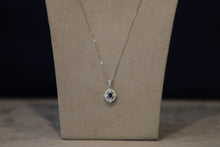 Load image into Gallery viewer, 14k White Gold Oval Sapphire and Diamond Pendant
