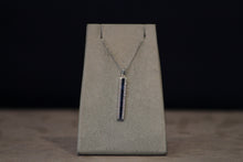 Load image into Gallery viewer, 14k White Gold Sapphire and Diamond 3 Row Rectangle Drop Pendant
